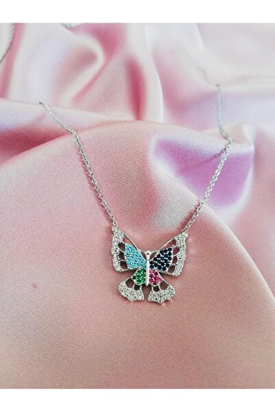 Judas Takı قلادة نسائية فضية اللون على شكل فراشة