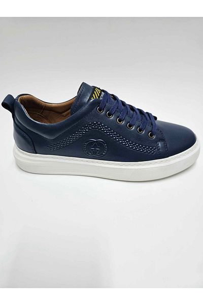 Luis Figo LUİS FIGO GENUINE LEATHER - NAVY BLUE Men's Lace-Up Shoes Size 38-39