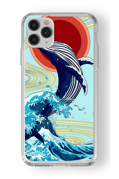 Multitronic حافظة شفافة مطبوعة بتصميم الحوت متوافقة مع هاتف iPhone 11 Pro Max