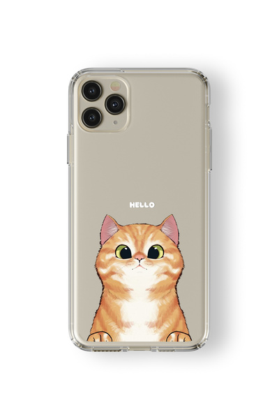 Multitronic حافظة شفافة مطبوع عليها تصميم قط أصفر متوافق مع Iphone 11 Pro