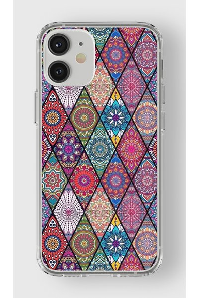 Multitronic حافظة شفافة مطبوعة بتصميم فني متوافق مع هاتف Iphone 12 Mini
