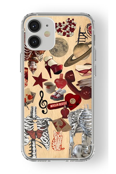 Multitronic حافظة شفافة مطبوعة بتصميم هيكل عظمي متوافق مع هاتف iPhone 12 Mini