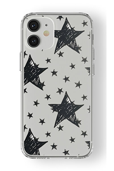 Multitronic حافظة شفافة مطبوعة بتصميم نجمة متوافقة مع هاتف iPhone 12