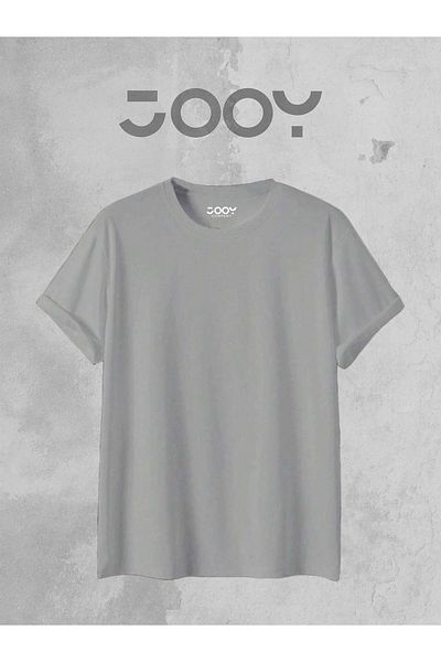 Jooy Company Smoke Grey Crew Neck Oversize Boyfriend Basic Tshirt
