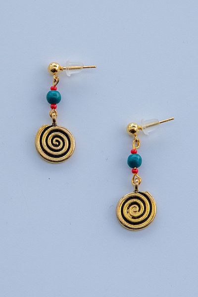 Lila Rosa Ethnic Authentic Earrings with Natural Stone Detail