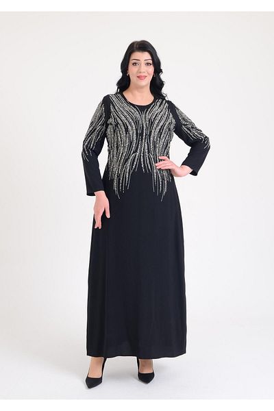 SpringStore فستان سهرة بطبعة حجر أسود مقاس كبير