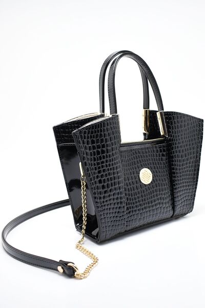 Jasmin Geantă de mână și de umăr de dimensiuni mici, crocodil negru
