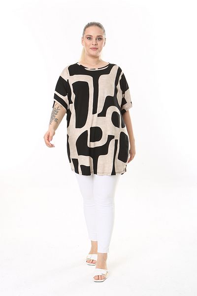 XL Modam WOMEN'S LARGE SIZE MINK BLACK LYCRAL TUNIC