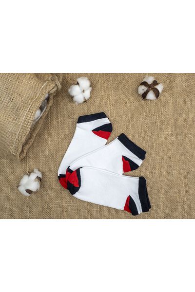 Mudizone 3 Pairs Bamboo Heel Red Navy Blue Patterned Socks