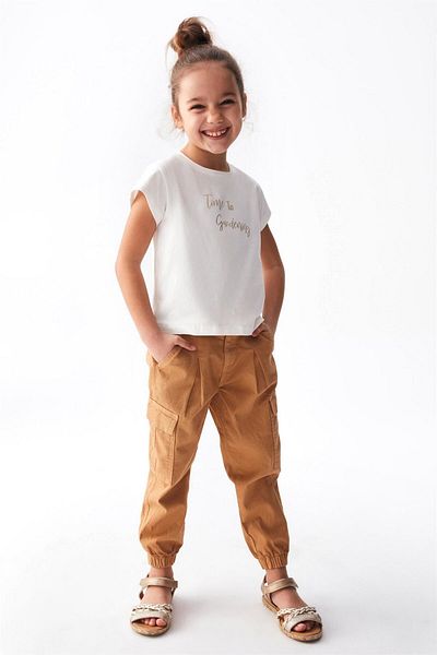 nk kids Κοριτσίστικο παντελόνι Camel 56704