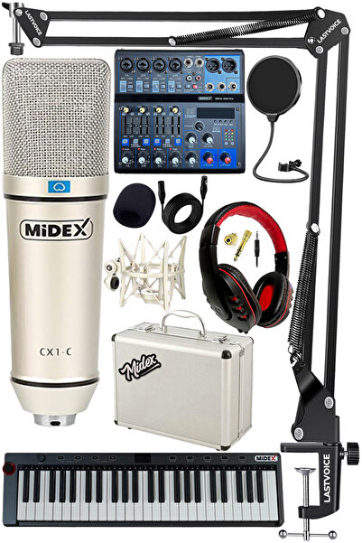 Midex Stüdyo Ekipmanları Midi Live Paket-4 Ses Kartlı Mikser Midi Klavye CX1 ...