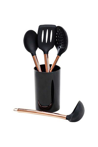 Penguen Ladle Set Black 5 Pieces Copper Handle