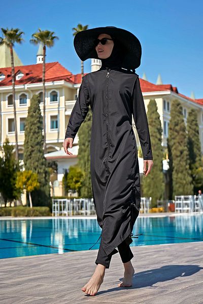 Remsa Mayo Remsa Design Full Covered Hijab Μαγιό Ολόσωμο Μακρύ Μέγεθος R027 Fatma Μαύρο