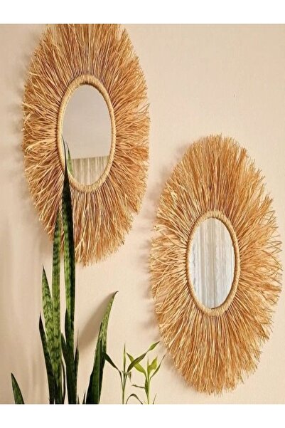FN 2 Bohem RAFYA DOĞAL JÜT Dekoratif Parlak Şık Hasır Duvar Salon Süs Aynaları bebek odası EV modern