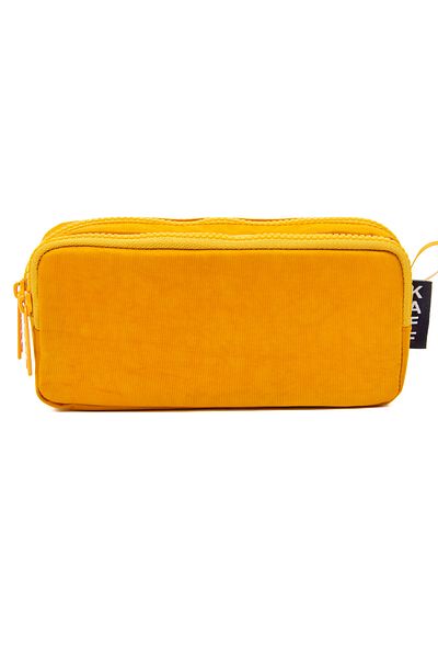 NEMO BAGS Yellow Large Kaff Pencil Case - Washable Waterproof, Two-Compartment Pocket Crinkle Wallet Type