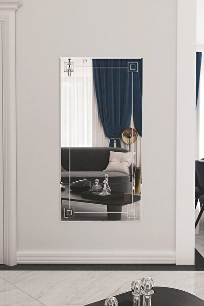 Mirrorline Dekoratif Konsol Ve Boy Aynası - Kare Kanallar - Gümüş Renkli - 14...