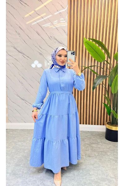 YILMAZBARMAZ Women's Standard Collar Buttoned Dress