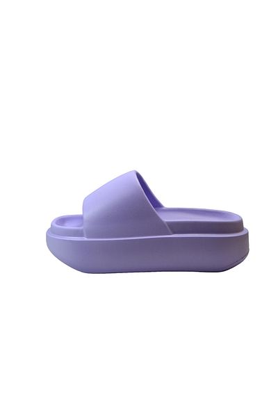 Onlo Ayakkabı Gray & Purple High Sole Soft Sole Women's Slippers