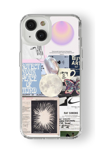 Multitronic حافظة شفافة مطبوعة متوافقة مع هاتف Iphone 13 Mini لحماية السلام ا...