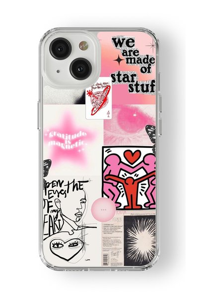 Multitronic حافظة شفافة مطبوعة بتصميم Star Stuff متوافقة مع هاتف iPhone 15 Plus