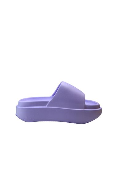 Onlo Ayakkabı Gray & Purple High Sole Soft Sole Women's Slippers