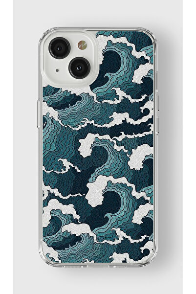 Multitronic حافظة شفافة مطبوعة بتصميم مموج متوافقة مع هاتف آيفون 13