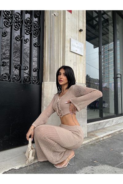 Ekim Store Set de cravată cu fustă bluză ajurata