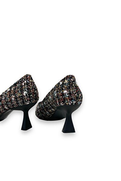 bescobel Women's Fegte Black Textile Fabric Material Evening Dress Shoes 5 Cm 4125