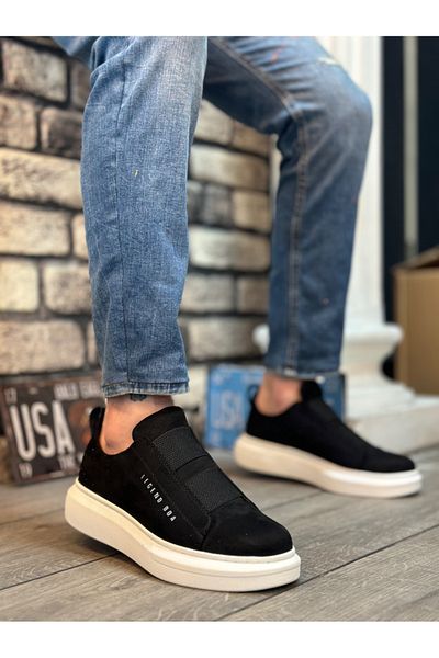 BOA BA0307 BOA Thick Suede Double Tape Black White Sole Men's Shoes