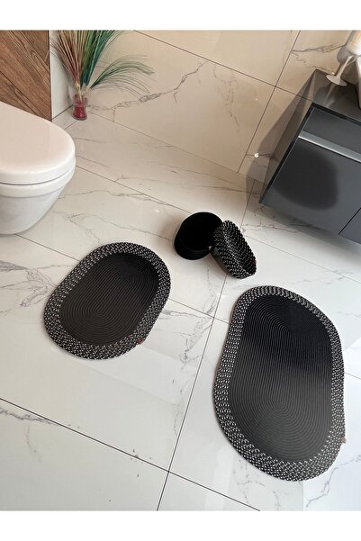 naylişhome 60x100-40x60 طقم حمام 2 حصيرة 2 سلة الجوت، الخوص، طقم سجادة الحمام...