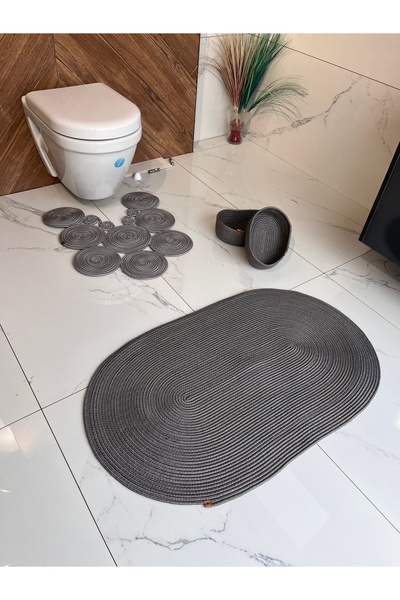 naylişhome 60x100-40x60 2 covorașe set de baie cu 2 coșuri Iuta, răchită, set...