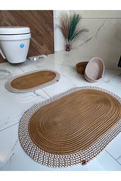 naylişhome 60x100-40x60 2 πατάκια μπάνιου με 2 καλάθια σετ μπάνιου από γιούτα...