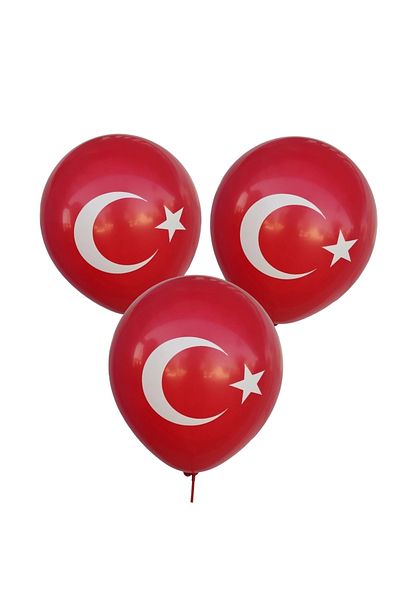 Yogi parti Happy April 23 - Happy Printed Ataturk and Flag Patterned Balloon Set of 15
