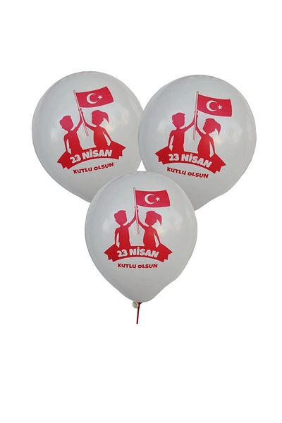 Yogi parti Happy April 23 - Happy Printed Ataturk and Flag Patterned Balloon Set of 15