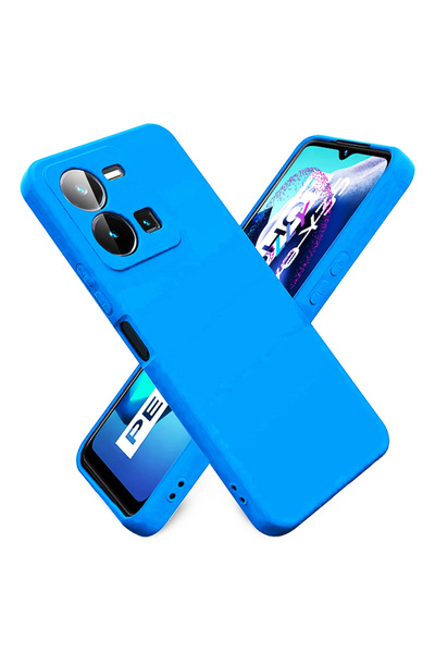 Molly Vivo Y22S İçin Gökyüzü Mavisi Liquid İçi Kadife Silikon Kılıf