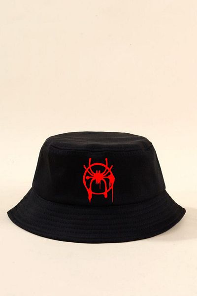 Touz Moda Red Detail Spider Black Bucket Fisherman Hat
