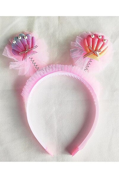 Zehra Aksesuar Yaylı sallantılı incili simli istiridye figürlü tüllü taç