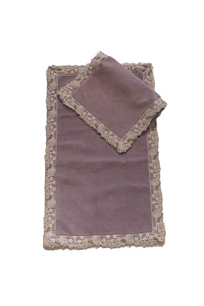 Alanur Home Σετ Τουαλέτας Julianna Lilac Cotton Lace - 2 Τεμάχια