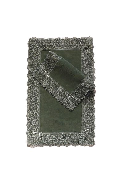 Alanur Home Σετ τουαλέτας Julianna Βαμβακερή Δαντέλα 2 Τεμάχια Πράσινο