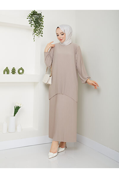 MODAMÜNASİP Harika Kendinden Piliseli Rahat Ve Şık Etekli İkili Takım
