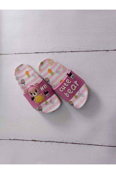 GEZER Girl - Teddy Bear Patterned Non-Slip Pool and Bathroom Slippers