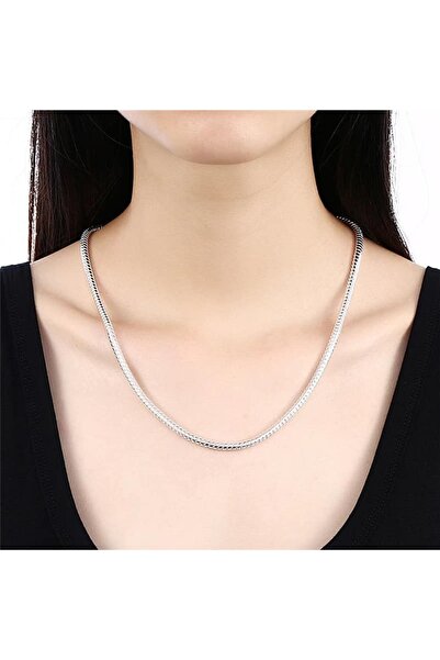 ESJ قلادة سلسلة أنابيب إيطالية من الفولاذ المقاوم للصدأ فضية اللون مقاس 4 مم ...