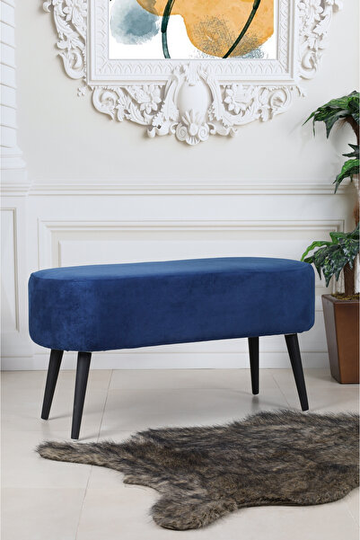 PufyHome LUNA MAVİ 90 CM LARGE SİYAH GÜRGEN AYAKLI ÇOK AMAÇLI BENCH PUF KOLTUK