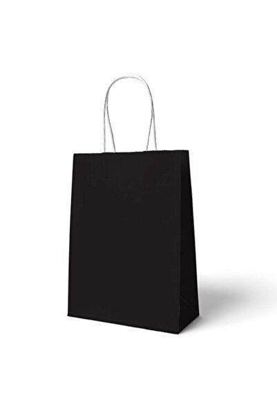 ecenplast Siyah Kraft Çanta 18x8x24 10 Adet Kağıt Poşet Çanta