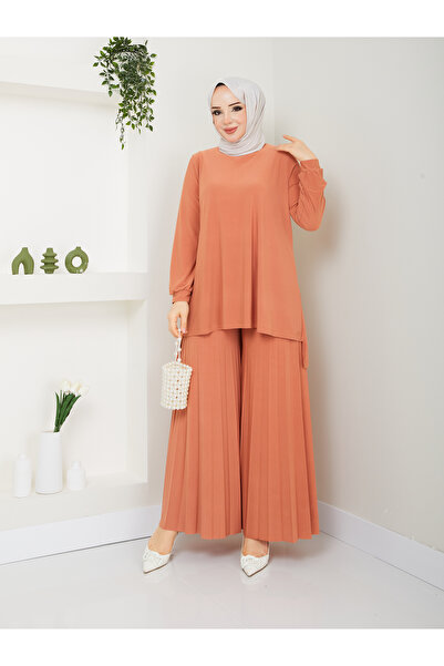 MODAMÜNASİP بنطال رائع ومريح وأنيق ذاتي السماكة بطيات، طقم تونيك بسيط ومستقيم...