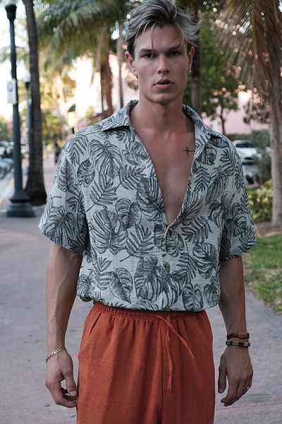 Dear Deer Hawaii Linen Muslin Oversize Shirt