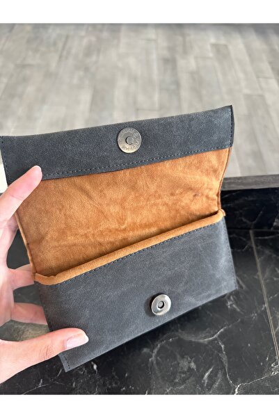 AMORE Süet Gri Gözlük Kabı