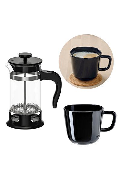 IKEA Filtre Kahve Seti - 1 Adet Frenchpress 1000 ml ve 1 Adet Kupa 370 ml