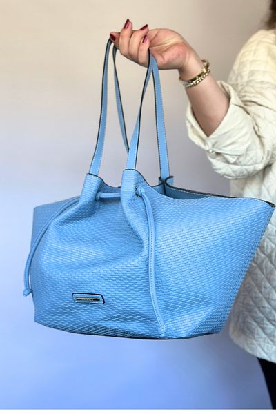 GALB LEATHER Top Group Body Straw Magnet Închidere Geantă Model Premium Femei Culoare Albastru