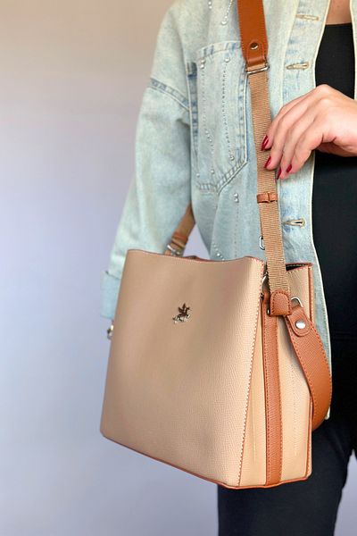 GALB LEATHER Top Group 2 Bretele Dimensiune Mare 3 Compartimente Geanta de umar pentru femei KUM CAMEL Culoare
